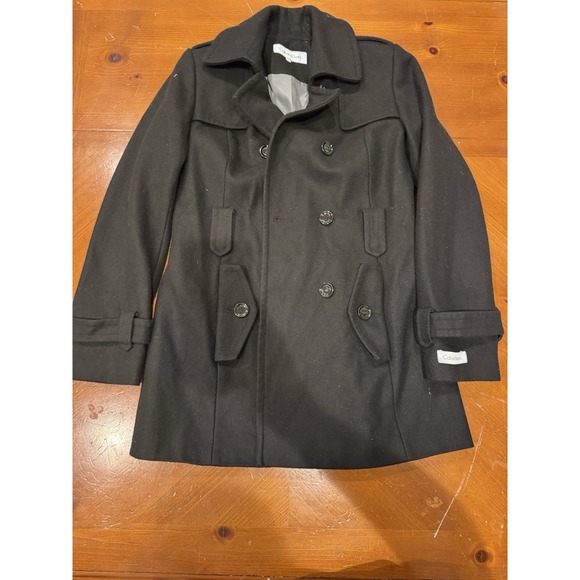 Calvin Klein Jackets & Blazers - Calvin Klein Women's Wool Coat Size 4 Black Double Breasted Jacket